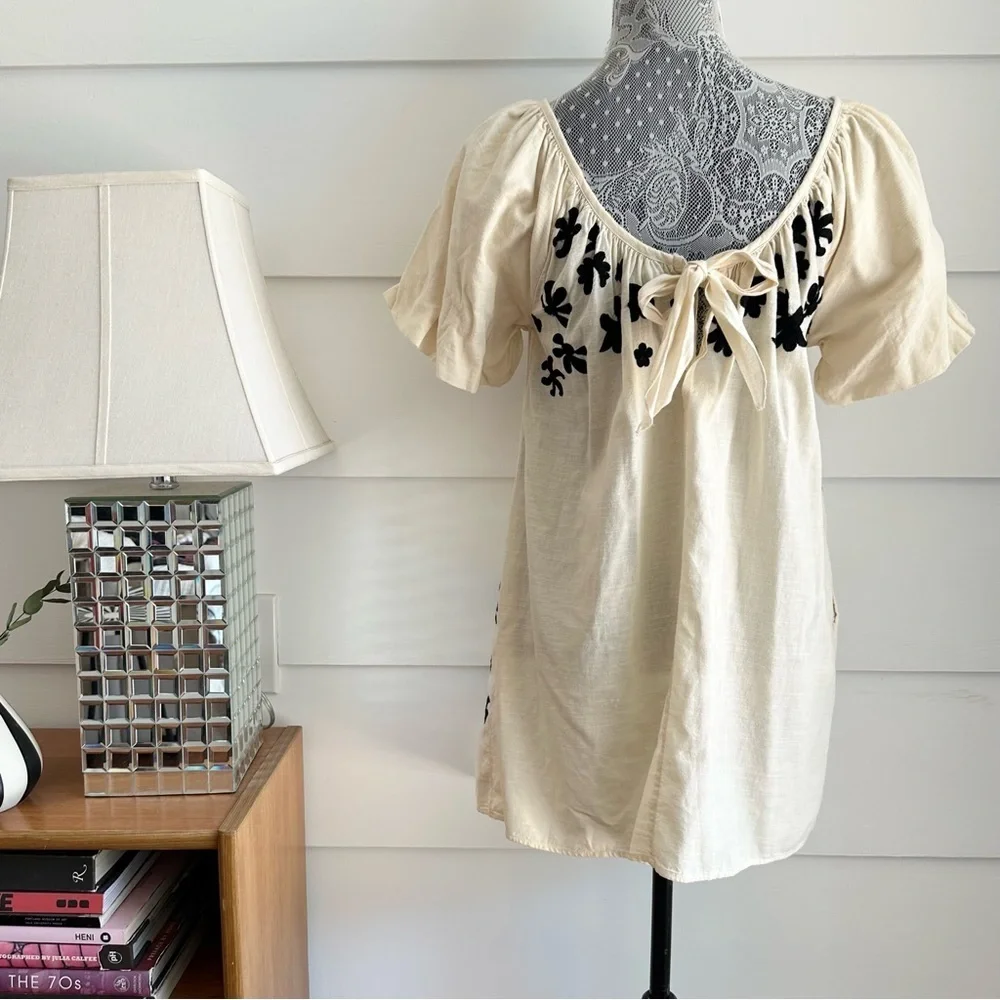 Free People Fiona Embroidered Mini Dress Ivory Combo size XS